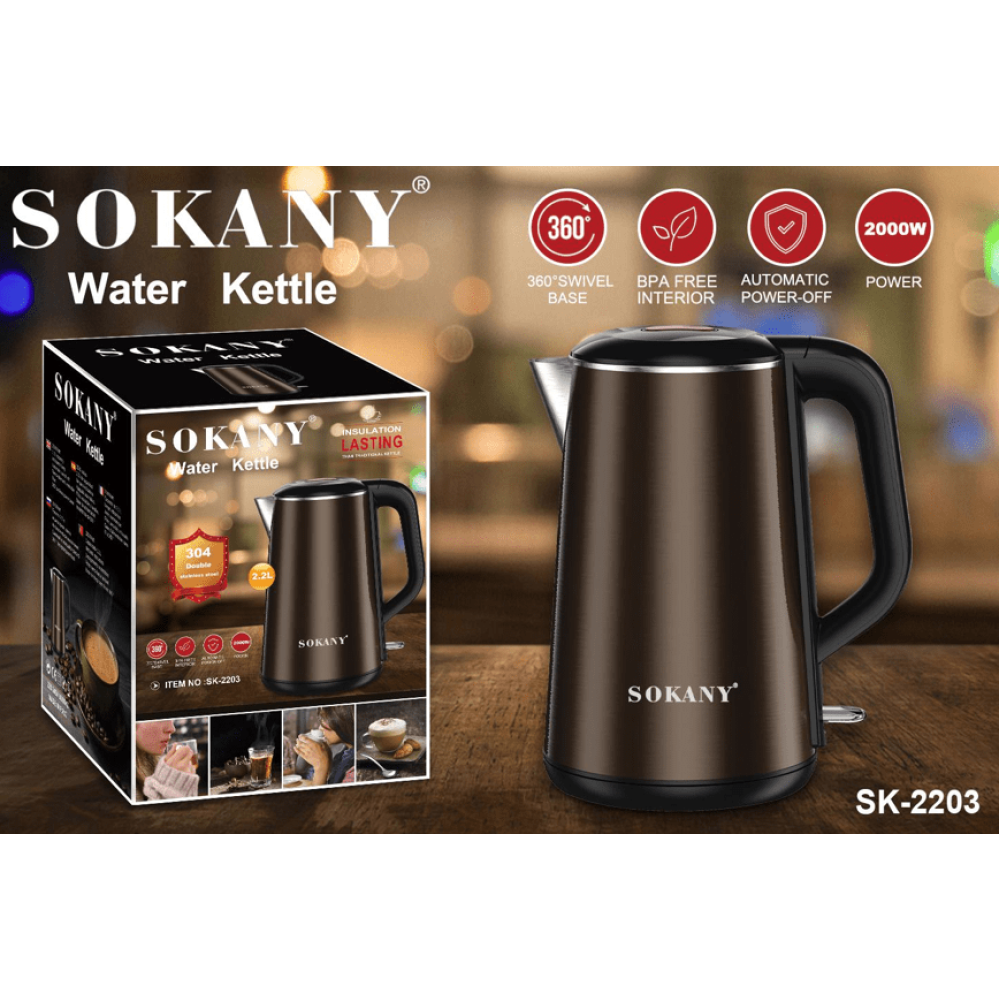 Електричний чайник Sokany SK-2203 із нержавіючої сталі